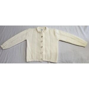 Montgomery‎ Ward Cardigan Sweater Girls 12-18 mos Cream Vintage Cable Knit